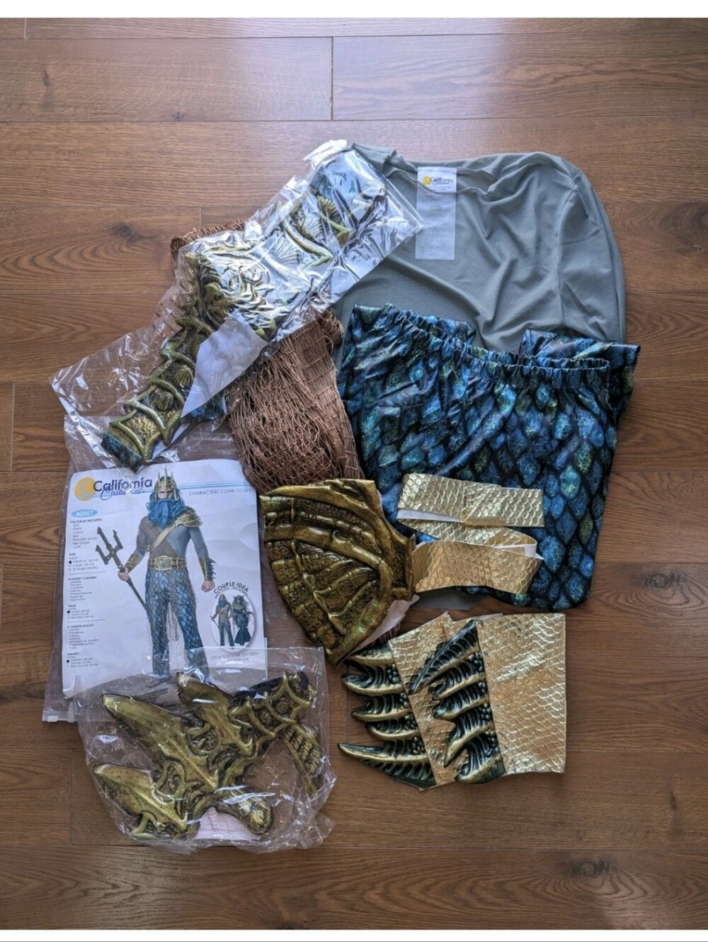 California Costumes Poseidon God Of The Sea Mens Medium Full Costume NIB - Picture 4 of 12